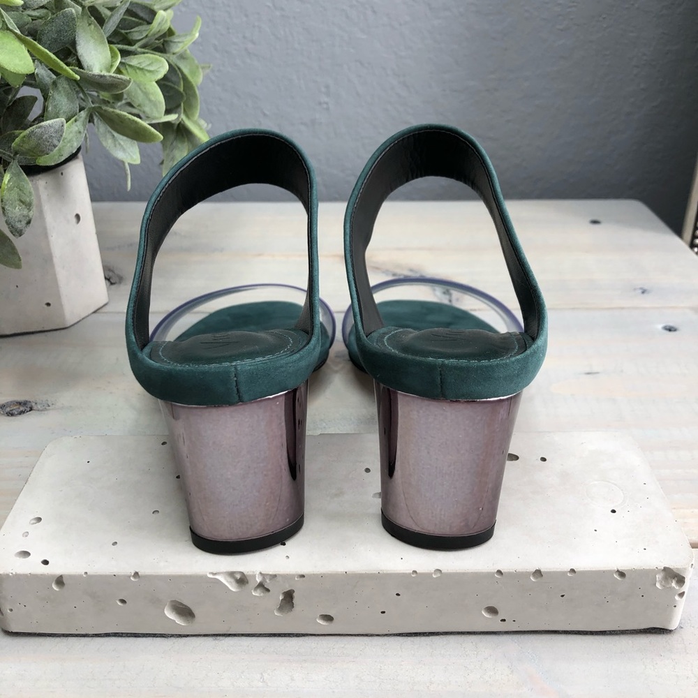 Anthropologie Vicenza Caracas Green Slip On Heels - Picture 3 of 5